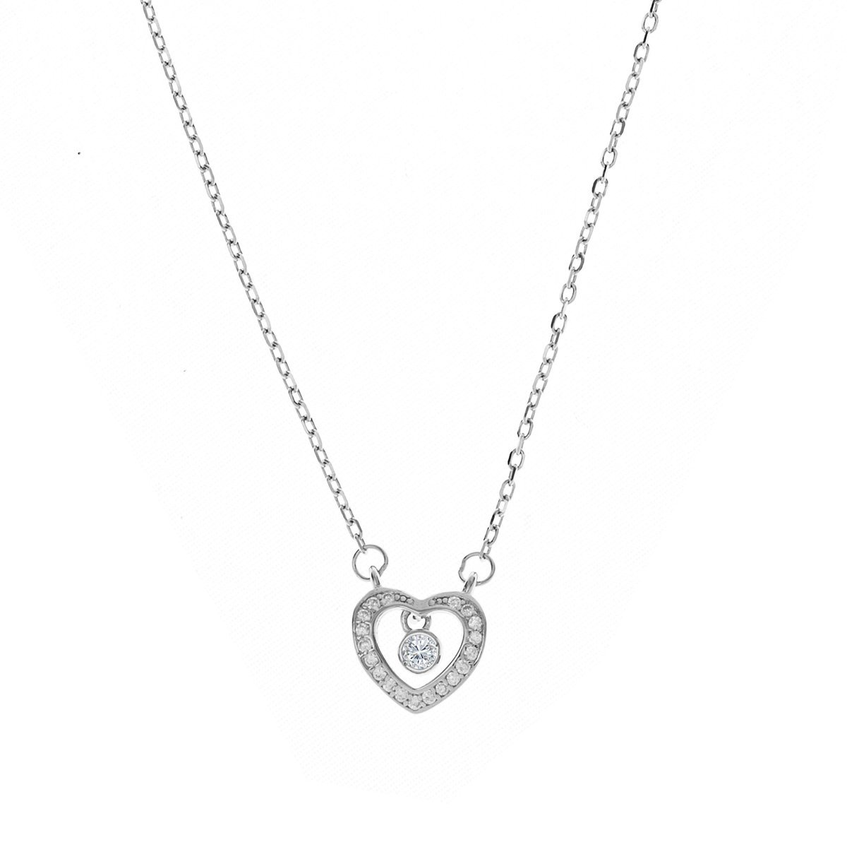Srebrny naszyjnik 925 Serce otoczone blaskiem