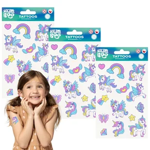 Jednorożec Zestaw tatuaży dla dzieci, tatuaże dla dzieci zmywalne x3 - Zabawki kreatywne - miniaturka - grafika 1