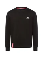 Bluzy męskie - Alpha Industries Męska bluza nierozpinana Mężczyźni Bawełna czarny jednolity, S - miniaturka - grafika 1
