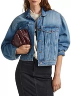 Kurtki damskie - Pepe Jeans Kurtka damska Turner Vintage Oversized, Niebieski (denim), M - miniaturka - grafika 1