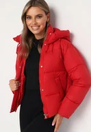 Kurtki damskie - Czerwona Pikowana Kurtka Puffer z Kapturem Miviera - miniaturka - grafika 1