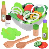 Zabawy w naśladowanie dorosłych - Zestaw "Zrób sałatkę" Miska zielonej sałaty Drewniane warzywa ZA4194 - miniaturka - grafika 1