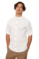 Koszule męskie - Trendyol Męska koszula White Judge Collar Bengalin Kuplu Super Slim Fit, XL - miniaturka - grafika 1