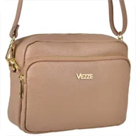 Torebki damskie - VEZZE włoska skórzana torebka brąz karmel złote okucia - miniaturka - grafika 1