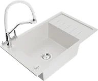 Zlewozmywaki z baterią - Mexen Elias zlewozmywak granitowy 1-komorowy z ociekaczem i baterią kuchenną Duo, biały - 6511-20-671701-02 - miniaturka - grafika 1