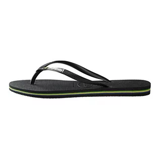 Klapki i japonki damskie - Havaianas Damskie japonki Slim Brasil z logo, czarny, 35/36 EU - grafika 1