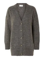 Kurtki damskie - SELECTED FEMME Damska kurtka dzianinowa z merynosów mieszanka wełny, szary, S - miniaturka - grafika 1