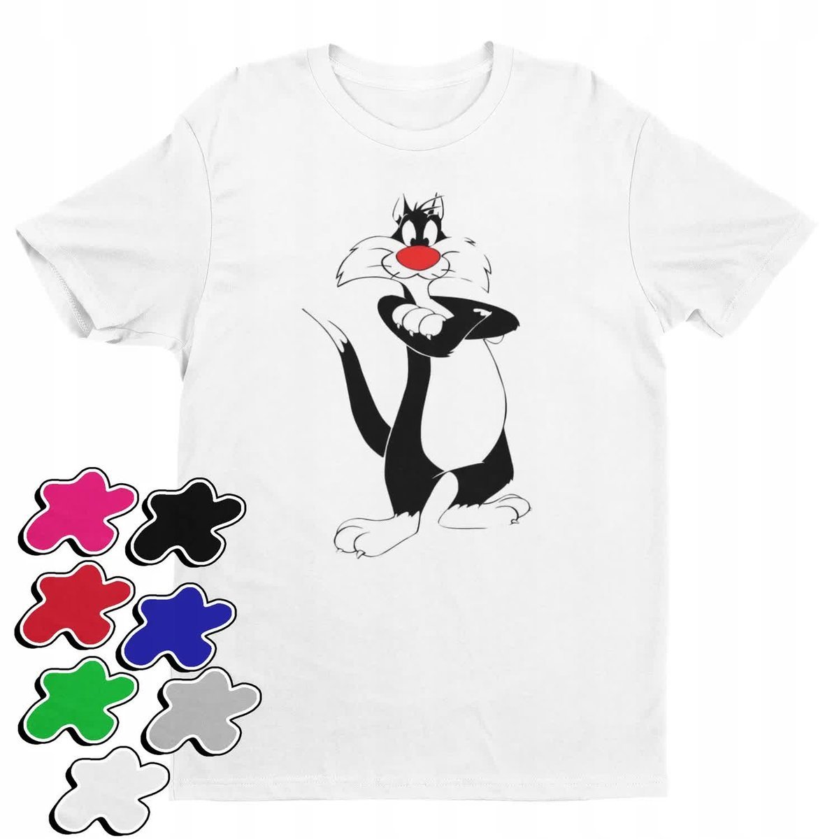 Koszulka T-Shirt Dziecięca Z Nadrukiem Looney Kot Sylwester -L 146-152