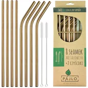 Słomki do napojów - Słomki metalowe, szampańskie, 8 sztuk - miniaturka - grafika 1