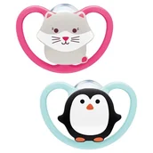 Smoczki uspokajające - NUK Smoczek uspokajający silikonowy 18-36m Space różowy/niebieski 2 szt. - miniaturka - grafika 1