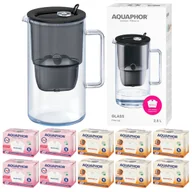 Dzbanki filtrujące - Dzbanek filtrujący szklany Aquaphor Glass czarny 10 filtry Maxfor (4Mg+6H) - miniaturka - grafika 1