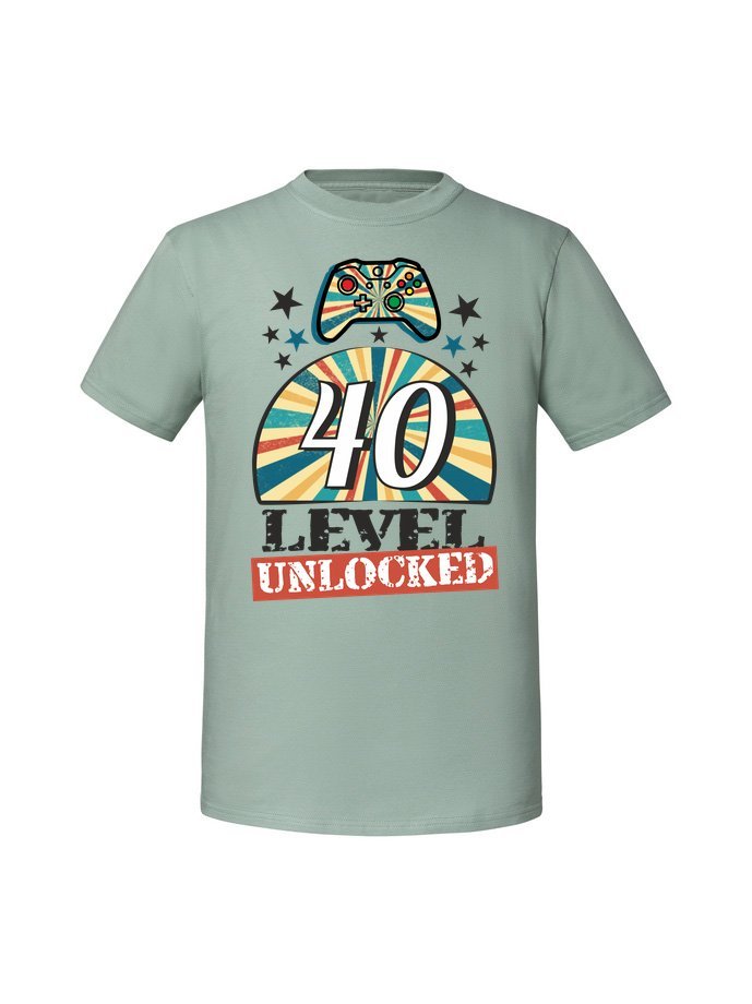 Męska koszulka z nadrukiem - 40 Level Unlocked Miętowy XL