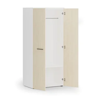 Szafa ubraniowa biurowa PRIMO WHITE, 1 półka, drążek do szafy, 1781 x 800 x 500 mm, biały/brzoza - Szafy biurowe - miniaturka - grafika 1