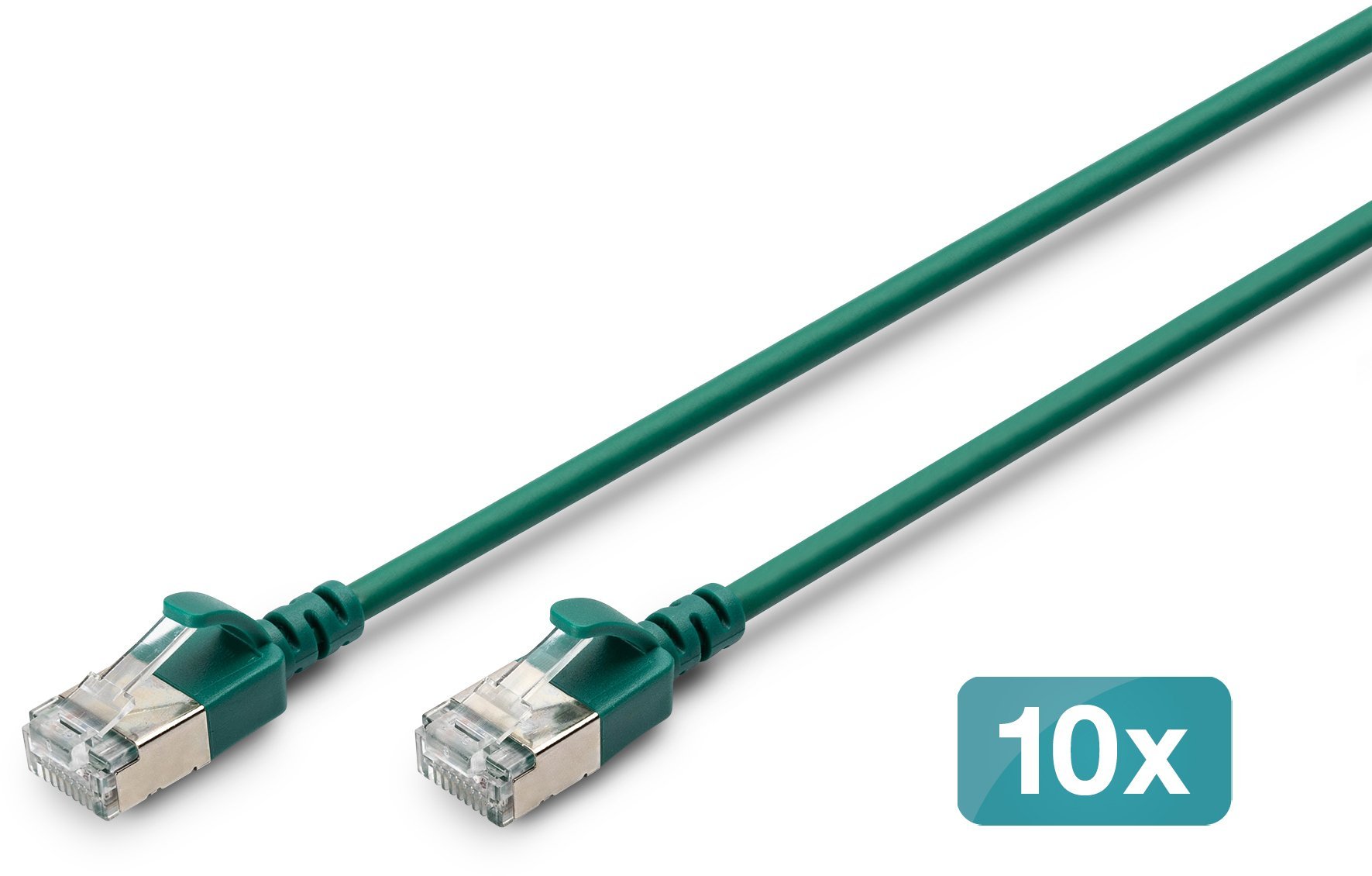 Digitus Kabel krosowy CAT 6A F/FTP Slim 1,00m zielony 10 sztuk DK-1632-A-010S-G-10