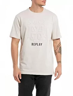 Koszulki męskie - Replay koszulka męska regular fit, 012 Platinum, L - grafika 1