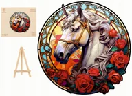 Puzzle - PUZZLE DREWNIANE DUŻE KOŃ 260 ELEMENTÓW KOŃ I RÓŻE W DREWNIANYM PUDEŁKU - miniaturka - grafika 1