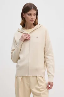 Tommy Hilfiger kardigan damski kolor beżowy lekki WW0WW42018 - Swetry damskie - miniaturka - grafika 1
