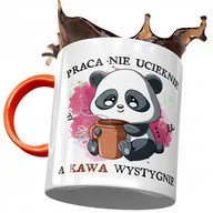 Kubki - Kubek Pomarańczowy Śmieszny Praca Nie Ucieknie z Nadrukiem ze Zdjęciem + Opakowanie na prezent (wzór 01) - miniaturka - grafika 1