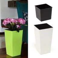 Donice - Doniczka z wkładem Finezja, kremowa połysk, 19x19x36 cm - miniaturka - grafika 1