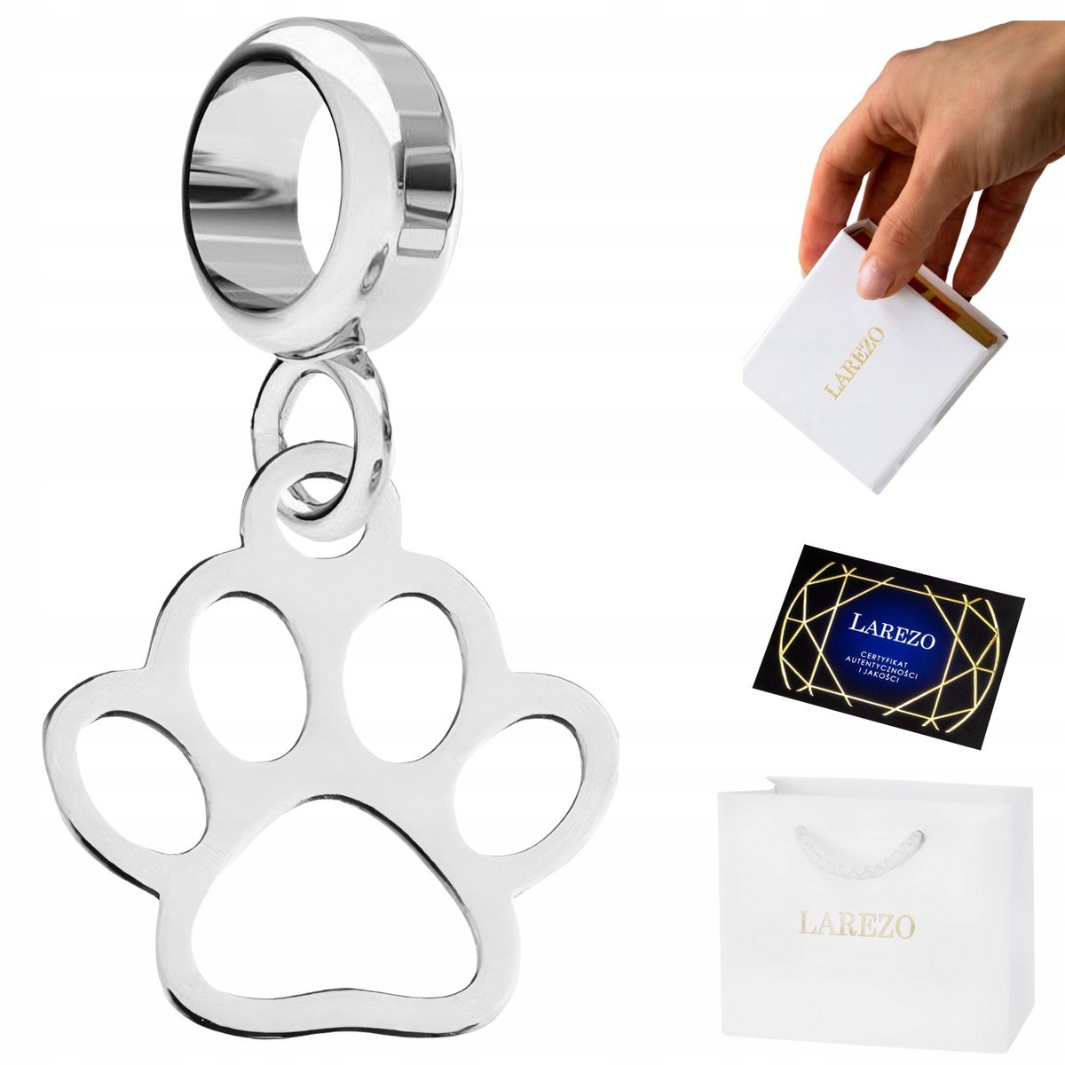 ZAWIESZKA SREBRNA 925 Wisząca Psia Kocia Łapka Łapa Psa Kota Kot Pies