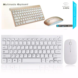 Klawiatura Bezprzewodowa Mysz Zestaw Usb Mini Slim Biały - Zestawy myszka + klawiatura - miniaturka - grafika 1