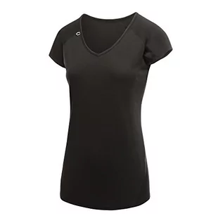 Koszulki i topy damskie - Regatta damska koszulka z krótkim rękawem Pekin Regular Fit Plain Dekolt w serek Black (Black/Black 152) 14 UK(40 EU) 019.17-152 - grafika 1