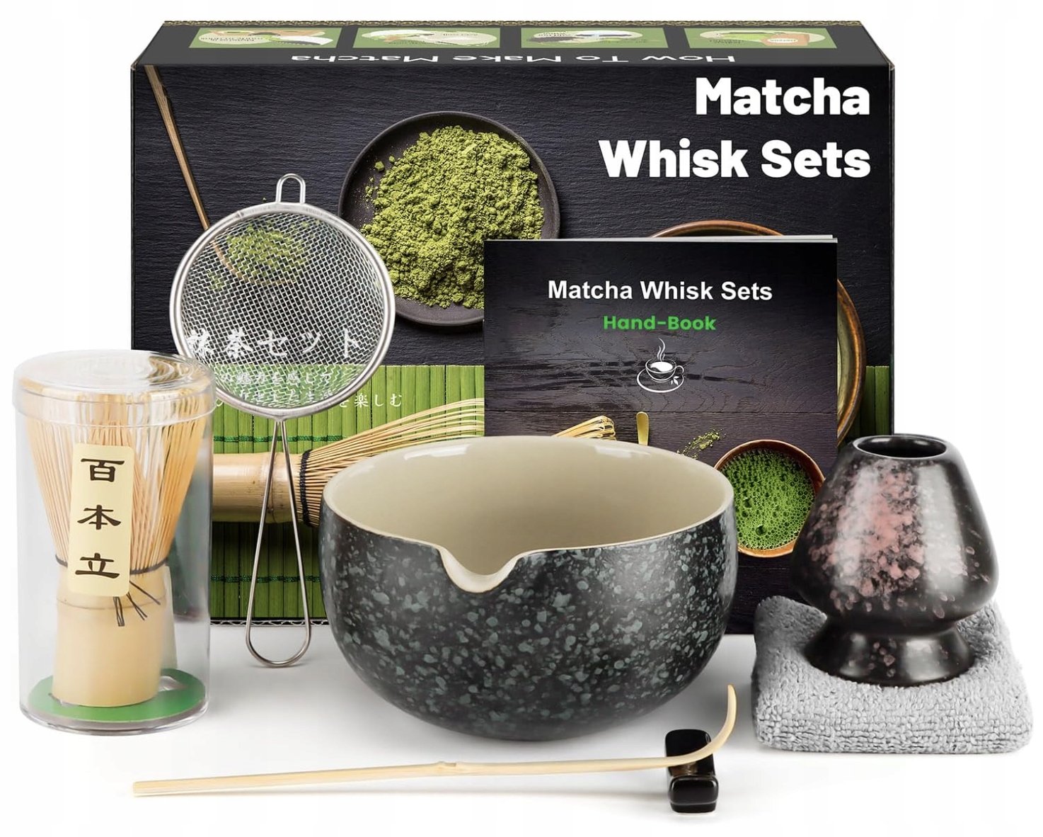 Zestaw Matchy 7 El. Czarka Chasen Kusenaoshi Podstawka Chashaku Moja Matcha