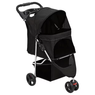 vidaXL Składany wózek dla psa, czarny, 80x46x98 cm, tkanina Oxford - Sprzęt podróżny i transportery dla psów - miniaturka - grafika 1