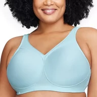 Biustonosze - Glamorise Bezszwowy biustonosz sportowy bez fiszbin, pełna figura MagicLift, Matowe Aqua, 105G - miniaturka - grafika 1