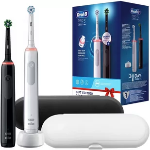 Szczoteczka Oral-B Pro 3 3900 Czarna+Biała Dwupak + etui czarne i białe - Szczoteczki do zębów - miniaturka - grafika 1