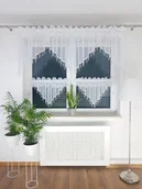 Firany - Firana do kuchni zdobiona koralikami i cyrkoniami-biała - miniaturka - grafika 1