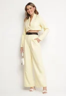 Komplety damskie - Żółty Komplet Krótka Marynarka z Usztywnionymi Miseczkami i Szerokie Spodnie Liozana - miniaturka - grafika 1