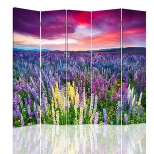 Parawan pokojowy FEEBY, Fioletowa łąka kwiatów, Dwustronny 180x170cm 5-częściowy - Parawany - miniaturka - grafika 1
