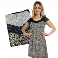 Bielizna nocna - KOSZULA NOCNA PANTERKA WISKOZA seksowna kobieca piżama koronka NIGHTEX 3XL - miniaturka - grafika 1