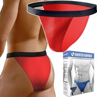 Majtki męskie - Slipy Tanga SESTO SENSO SM04 Majtki Męskie z Bawełny Czerwone - XXL - miniaturka - grafika 1