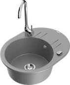 Zlewozmywaki z baterią - Mexen Kevin zlewozmywak granitowy 1-komorowy z ociekaczem i baterią kuchenną Telma, szary - 6517-71-670200-00 - miniaturka - grafika 1