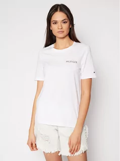 Koszulki i topy damskie - Tommy Hilfiger T-Shirt Crystal C-Nk Tee WW0WW29980 Biały Regular Fit - grafika 1