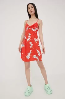 Sukienki - Volcom sukienka kolor czerwony mini rozkloszowana - grafika 1