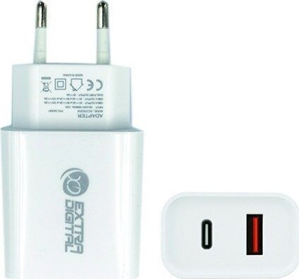 Zasilacz do laptopa Extra Digital Kroviklis EXTRA DIGITAL USB 3.0+ Type C: 220V, 20W, QC3.0+ PD SC230204