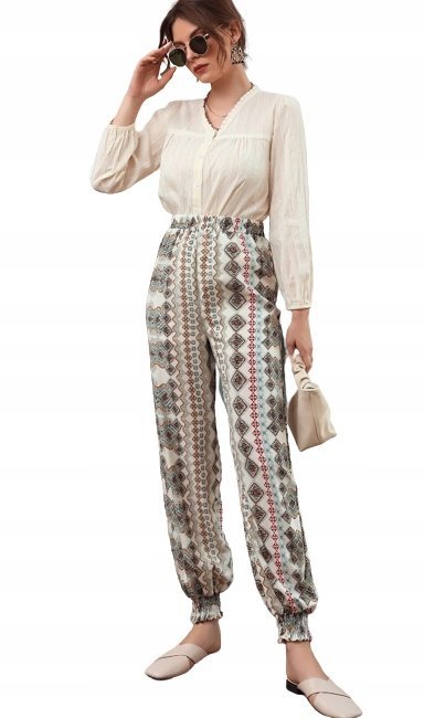 SHEIN SPODNIE DAMSKIE WIELOKOLOROWE CASUAL 36 VUX