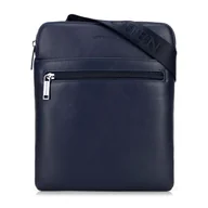 Torebki damskie - Męska listonoszka z imitacji skóry granatowa - miniaturka - grafika 1