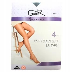 Gatta Rajstopy klasyczne Moments Classic Tights 15DEN 4L Nero Czarne - Rajstopy - miniaturka - grafika 1