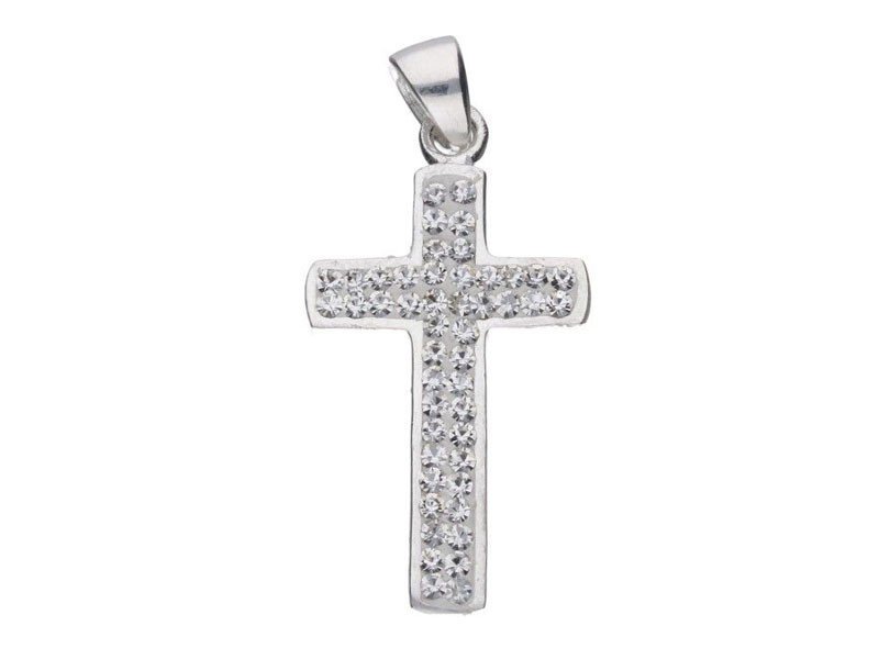 Srebrna zawieszka 925 krzyż z kryształkami 3,20g
