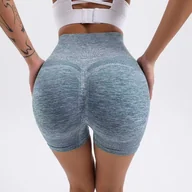 Legginsy - Krótkie legginsy push up - jasnoniebieskie/L KP15677 - miniaturka - grafika 1