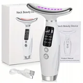 Masażery - Urządzenie Do Pielęgnacji Masażer Twarzy Szyi LED EMS Podgrzewany Lifting - miniaturka - grafika 1