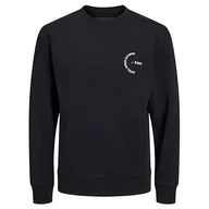Bluzy męskie - JACK & JONES Męska bluza Rdddean Sweat Crew Neck L/S Sn, Black/Detail:embroidery Egret, M - miniaturka - grafika 1