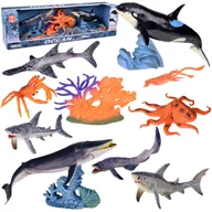 Figurki dla dzieci - Zwierzęta morskie zestaw figurki 10 szt Rekin Krab Orka Ośmiornica ZA5175 - miniaturka - grafika 1