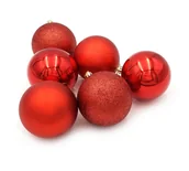 Bombki - Bombki Na Choinkę Czerwone 8Cm Zawieszki Komplet 6 Szt - miniaturka - grafika 1