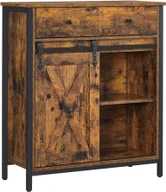 Komody - Loftowa komoda z przesuwnymi drzwiami rustykalny brąz C6-P85 - miniaturka - grafika 1