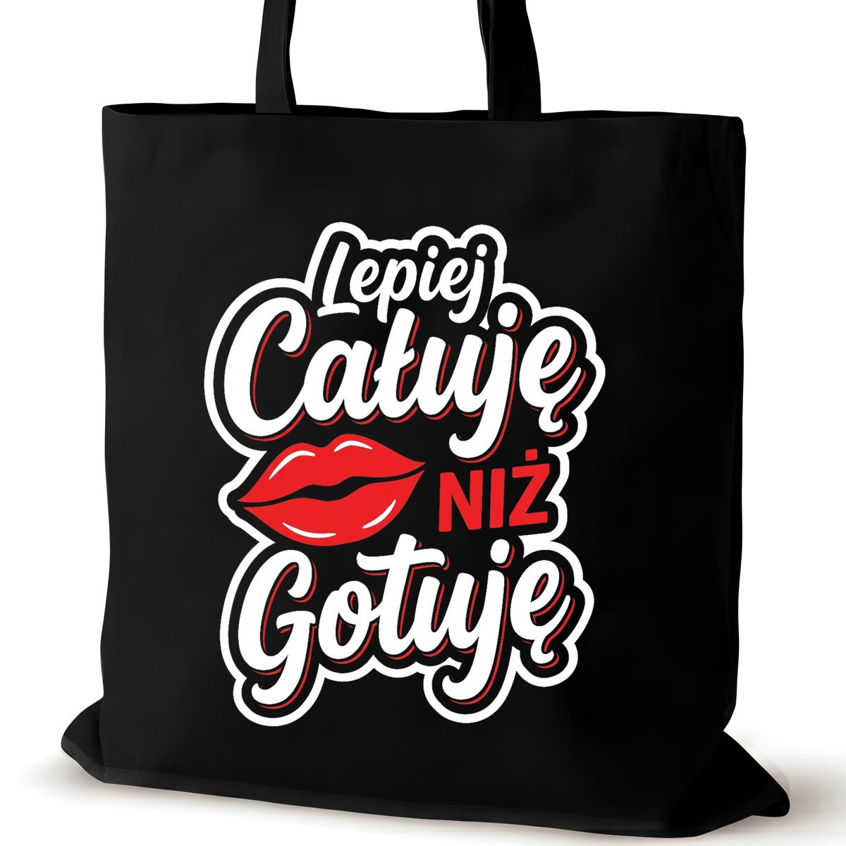 Torba bawełniana czarna dla VIRAL na ramię nadrukiem duża śmieszna